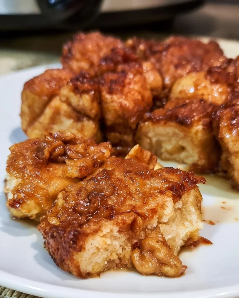 Delicious slow cooker monkey bread, a sweet and gooey treat, ready to serve.