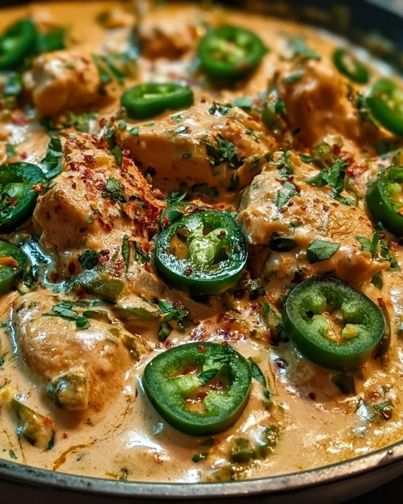 Creamy jalapeno chicken skillet with herbs and spices