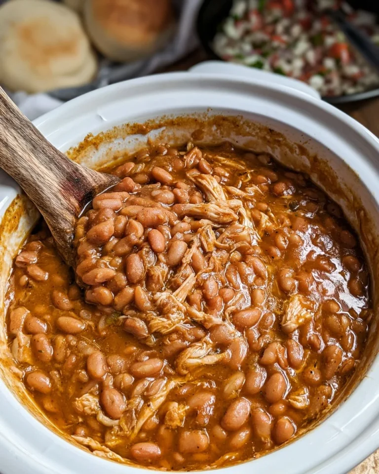Slow Cooker Pinto Beans and Chicken dish served in a bowl