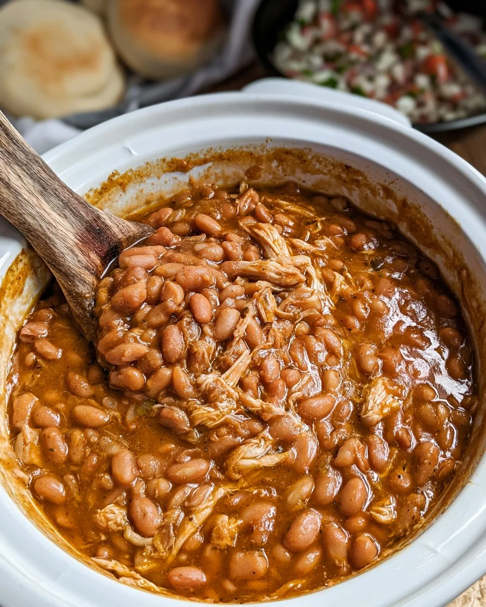 Slow Cooker Pinto Beans and Chicken dish served in a bowl